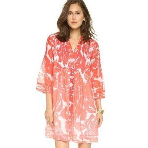 DVF Diane Von Furstenberg Silk Dress Sz Small Red White Floral 3/4 Sleeves